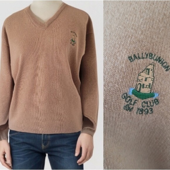 Vintage Ballybunion Golf Club V Neck Wool Sweater‎